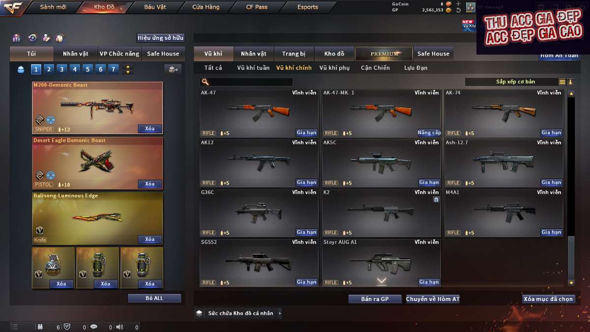 shop acc cf uy tin gia re